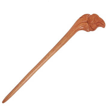 CrystalMood Handmade Carved Wood Hair Stick Leaf B 6.5" Boxwood